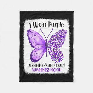 Wear purple alzheimer's and brain awareness month fleece blanket