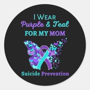 Wear Purple And Teal For My Mum Suicide Prevention Classic Round Sticker