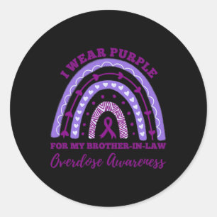 Wear Purple Brother In Law Overdose Awareness Rain Classic Round Sticker