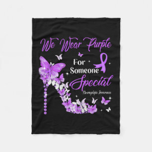 Wear Purple Butterflies Fibromyalgia Awareness  Fleece Blanket