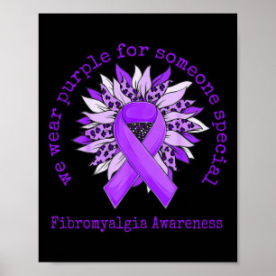 Wear Purple Fibromyalgia Awareness Sunflower Leopa Poster