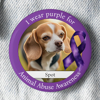 Wear Purple for Animal Abuse Awareness Photo 6 Cm Round Badge