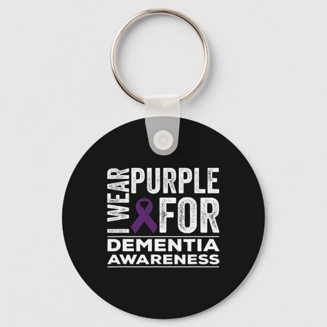 Wear Purple For Dementia Awareness Alzheimerheimer Key Ring (Front)