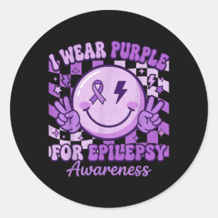 Wear Purple for Epilepsy Awareness Month Smile Classic Round Sticker