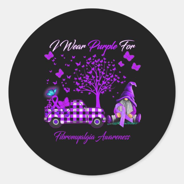 Wear Purple For Fibromyalgia Awareness Gifts  Classic Round Sticker (Front)