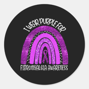 Wear Purple For Fibromyalgia Awareness Rainbow  Classic Round Sticker