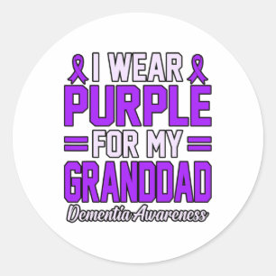 Wear Purple For Granddad Heimerheimer Awareness Ri Classic Round Sticker