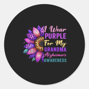 Wear purple for grandma alzheimers awareness classic round sticker