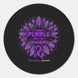 Wear Purple For Grandpa Sunflower Drug Overdose Aw Classic Round Sticker