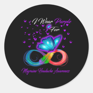 Wear Purple For Migraine Headache Awareness Gifts Classic Round Sticker
