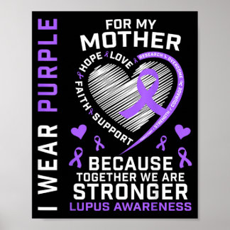 Wear Purple For Mum Lupus Awareness Ribbon Heart Poster