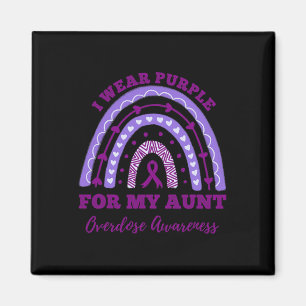 Wear Purple For My Aunt Overdose Awareness Rainbow Magnet