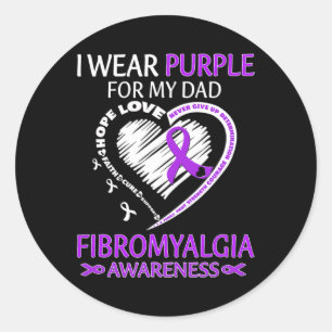 Wear Purple For My Dad -fibromyalgia Awareness Classic Round Sticker