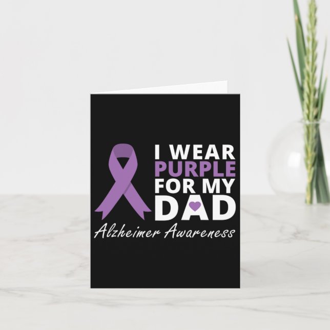 Wear Purple For My Dad Ribbon Family Love Warrior  Card (Front)