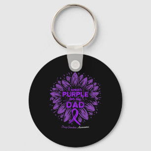 Wear Purple For My Dad Sunflower Drug Overdose Awa Key Ring