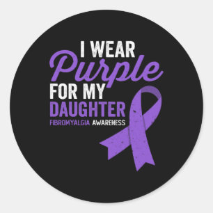 Wear Purple For My Daughter Fibromyalgia Awareness Classic Round Sticker