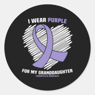 Wear Purple For My Granddaughter Fibromyalgia Awar Classic Round Sticker