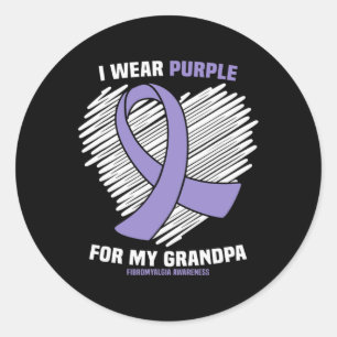 Wear Purple For My Grandpa Fibromyalgia Awareness Classic Round Sticker