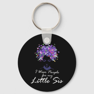 Wear Purple For My Little Sis Support Alzheimerhei Key Ring
