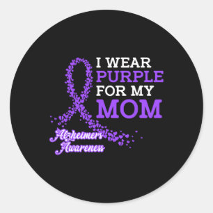 Wear Purple For My Mum Alzheimer's Awareness Band Classic Round Sticker