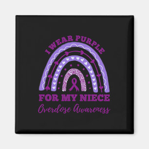 Wear Purple For My Niece Overdose Awareness Rainbo Magnet