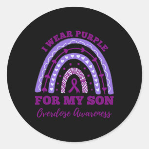 Wear Purple For My Son Overdose Awareness Rainbow  Classic Round Sticker