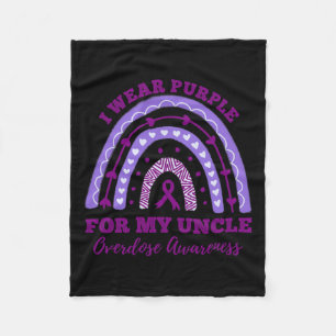 Wear Purple For My Uncle Overdose Awareness Rainbo Fleece Blanket