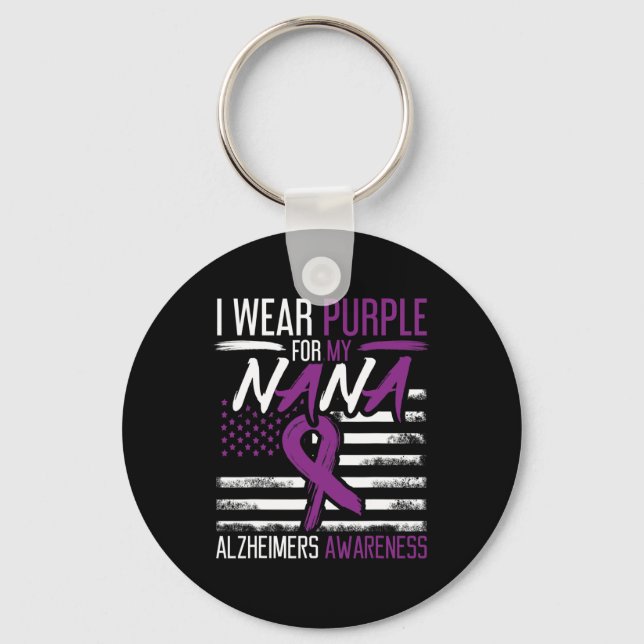 Wear Purple For Nana Alzheimer Alzheimers Awarenes Key Ring (Front)