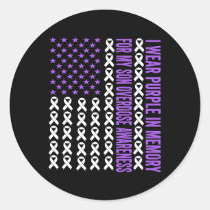 Wear Purple In Memory For My Son Overdose Awarenes Classic Round Sticker