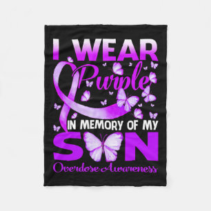 Wear Purple In Memory For My Son Overdose Awarenes Fleece Blanket