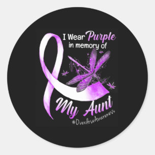 Wear Purple In Memory Of My Aunt Overdose Awarenes Classic Round Sticker