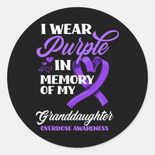 Wear Purple In Memory Of My Granddaughter Overdose Classic Round Sticker