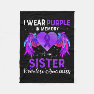 Wear Purple In Memory Of My Son Overdose Awareness Fleece Blanket
