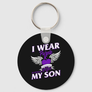 Wear Purple In Memory Of My Son Overdose Awareness Key Ring