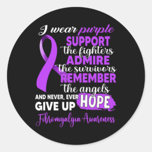 Wear Purple Support The Fighters Fibromyalgia Awar Classic Round Sticker