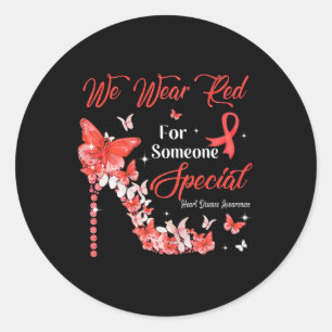 Wear Red Butterflies Heart Disease Awareness Classic Round Sticker