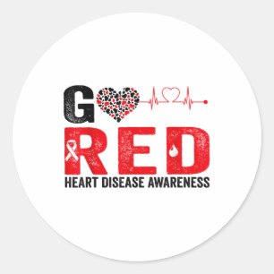 Wear Red Day Go Red In February Heart Disease Awar Classic Round Sticker