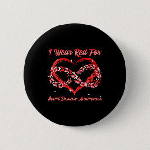 Wear Red For Heart Disease Awareness Heart Butterf 6 Cm Round Badge