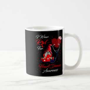 Wear Red For Heart Disease Awareness Ribbon Gnomes Coffee Mug