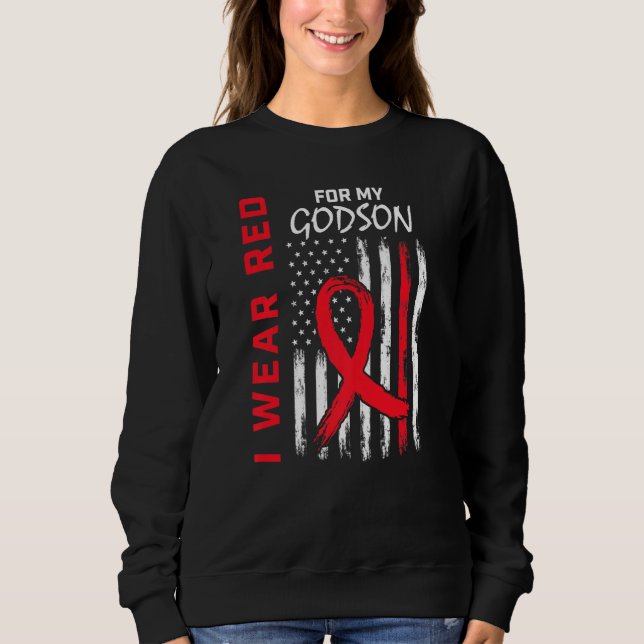 Wear Red Godson Heart Disease Awareness Flag Match Sweatshirt (Front)