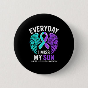 Wear Teal &amp; Purple I Miss My Son Suicide Preve 6 Cm Round Badge