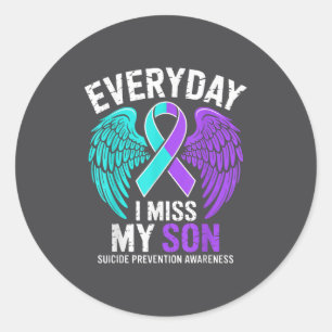 Wear Teal & Purple I Miss My Son Suicide Preve Classic Round Sticker