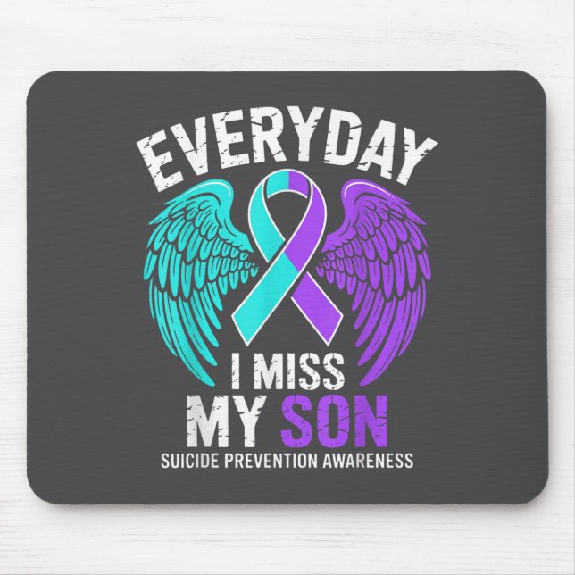 Wear Teal &amp; Purple I Miss My Son Suicide Preve Mouse Pad (Front)