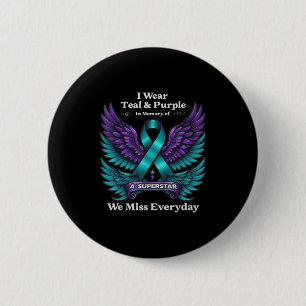 Wear Teal &amp; Purple In Memory Of A Loved One Aw 6 Cm Round Badge
