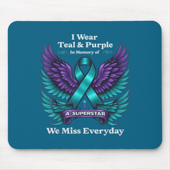 Wear Teal &amp; Purple In Memory Of A Loved One Aw Mouse Pad (Front)