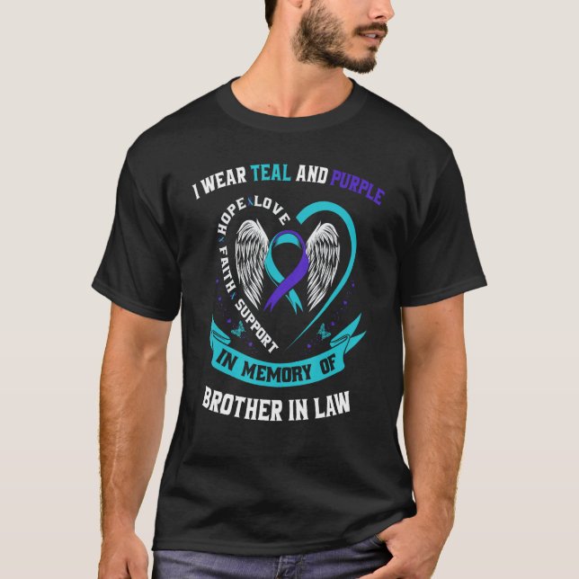 Wear Teal and Purple Brother In Law Suicide Awaren T-Shirt (Front)