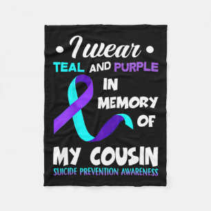 Wear Teal And Purple Cousin Suicide Prevention Awa Fleece Blanket