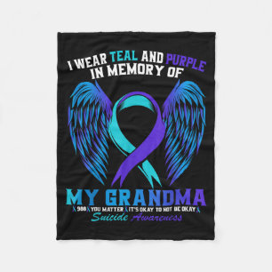 Wear Teal And Purple For Grandma Suicide Awareness Fleece Blanket