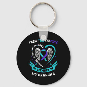 Wear Teal and Purple For My Grandma Suicide Awaren Key Ring