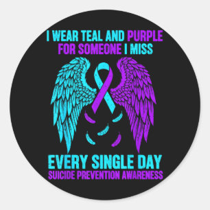 Wear Teal And Purple For Someone Awareness Support Classic Round Sticker
